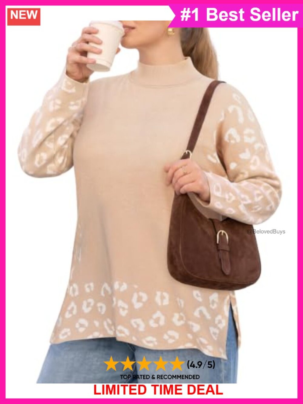 Plus Size Mock Turtleneck Sweater Pullover Soft Knit Fall Winter